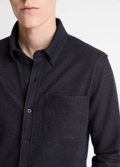 VINCE | Tattersall Plaid Button-Down Shirt in Long Sleeve - COASTAL BLUE/DARK JASPER