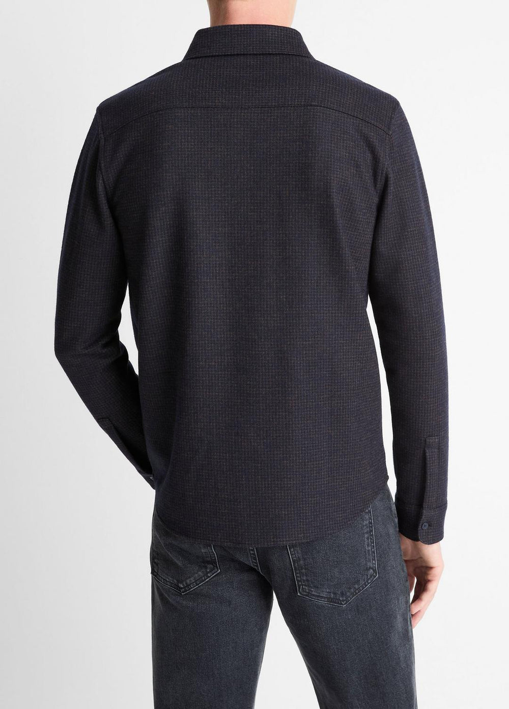 VINCE | Tattersall Plaid Button-Down Shirt in Long Sleeve - COASTAL BLUE/DARK JASPER