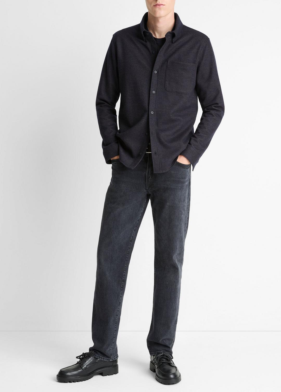 VINCE | Tattersall Plaid Button-Down Shirt in Long Sleeve - COASTAL BLUE/DARK JASPER
