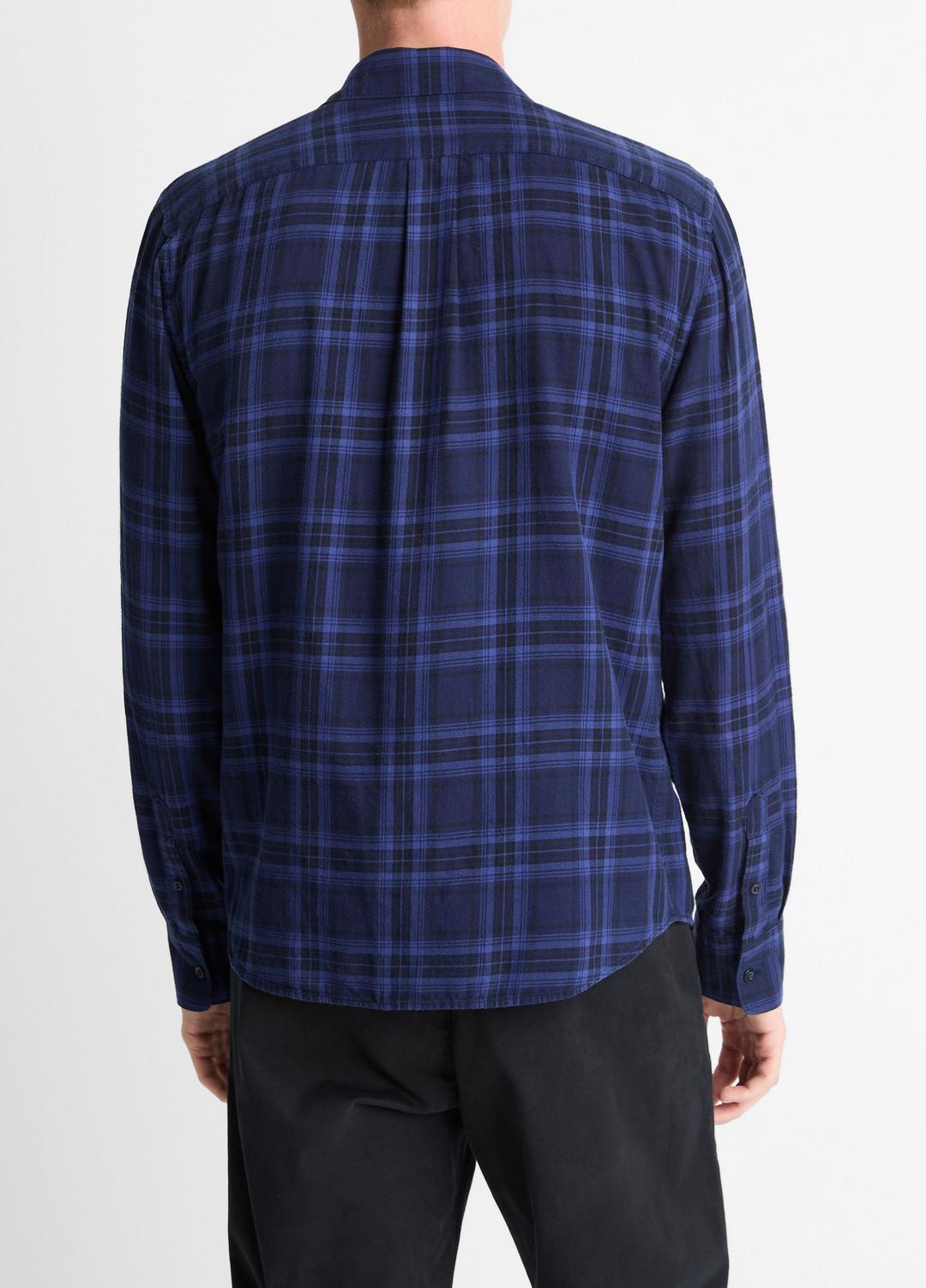 VINCE | Big Horn Plaid Cotton Button-Front Shirt in Long Sleeve - MONARCH COMBO