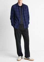 VINCE | Big Horn Plaid Cotton Button-Front Shirt in Long Sleeve - MONARCH COMBO