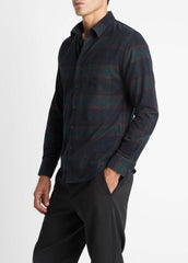 VINCE | Holme Plaid Cotton Button-Front Shirt in Long Sleeve - COASTAL COMBO
