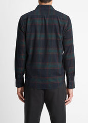 VINCE | Holme Plaid Cotton Button-Front Shirt in Long Sleeve - COASTAL COMBO