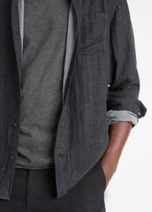 VINCE | Double Face Long Sleeve in Long Sleeve - HEATHER BLACK