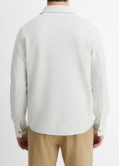 VINCE | Double-Knit Cotton-Blend Piqué Shirt Jacket in Shirt Jackets - HEATHER WHITE/LIGHT HEATHER GREY