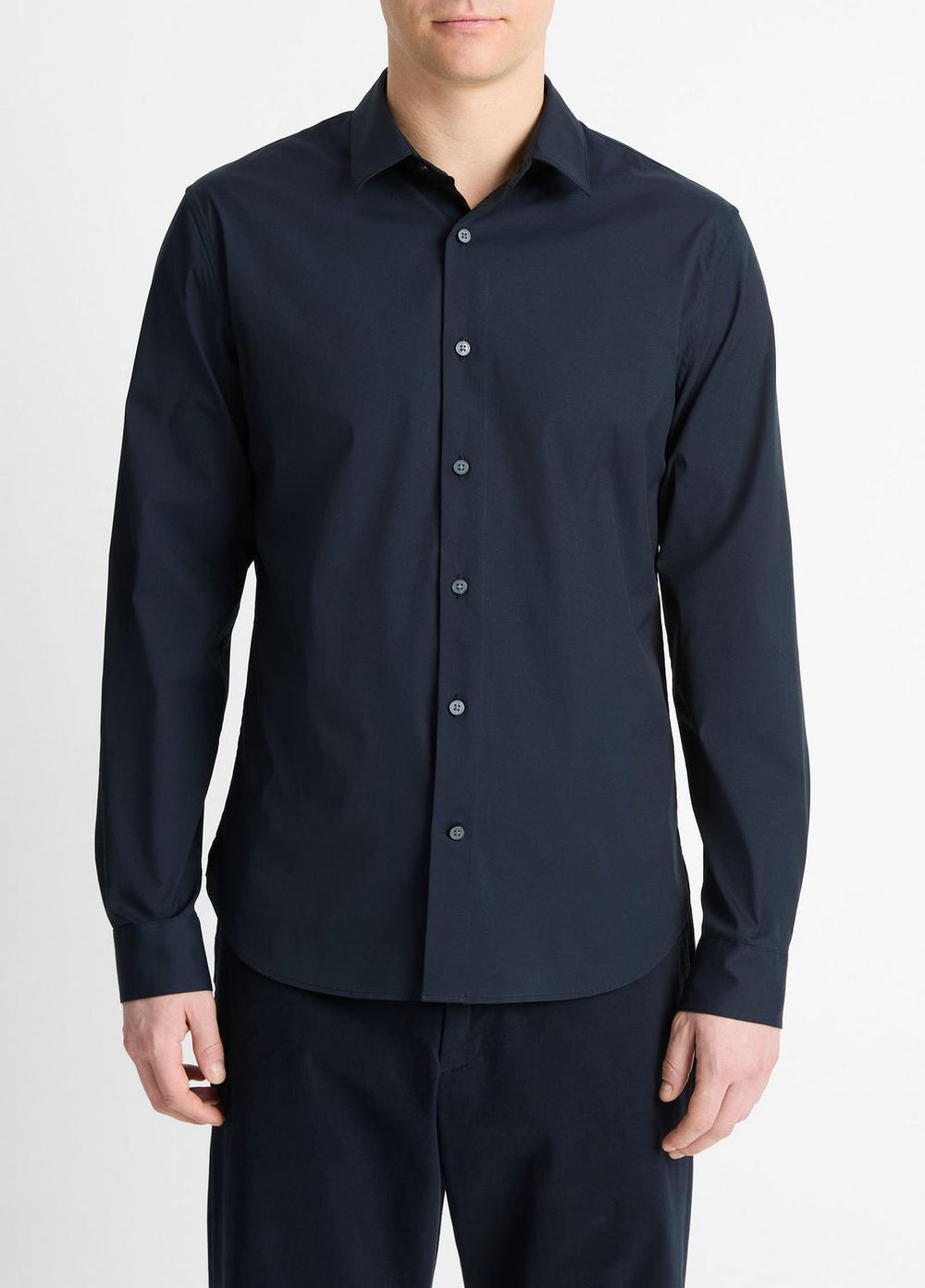 VINCE | Stretch-Cotton Poplin Shirt in Long Sleeve - COASTAL BLUE