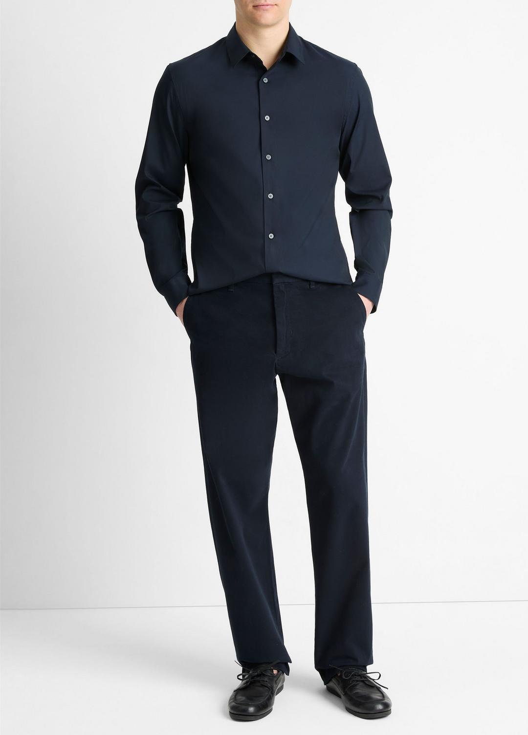 VINCE | Stretch-Cotton Poplin Shirt in Long Sleeve - COASTAL BLUE