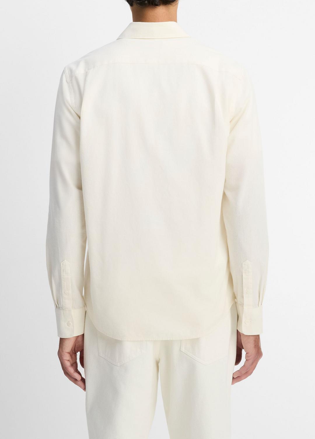 VINCE | Cotton Chambray Button-Front Shirt in Long Sleeve - OFF WHITE