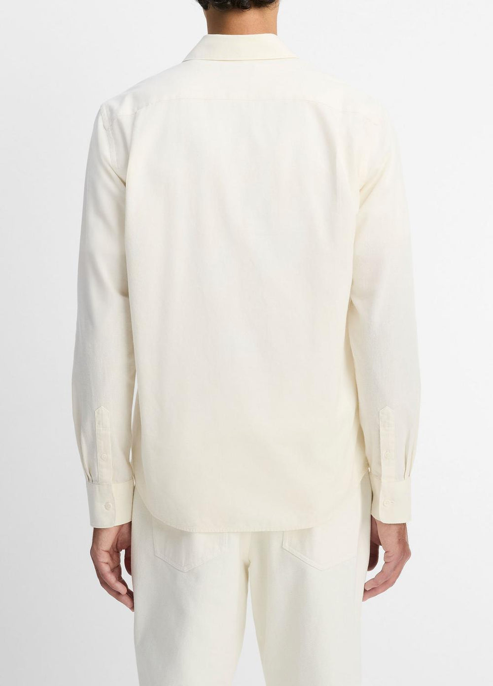 VINCE | Cotton Chambray Button-Front Shirt in Long Sleeve - OFF WHITE