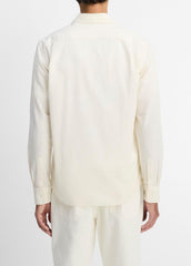 VINCE | Cotton Chambray Button-Front Shirt in Long Sleeve - OFF WHITE