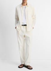 VINCE | Cotton Chambray Button-Front Shirt in Long Sleeve - OFF WHITE