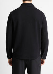 VINCE | Double-Knit Cotton-Blend Piqué Shirt Jacket in Shirt Jackets - BLACK/MEDIUM HEATHER GREY