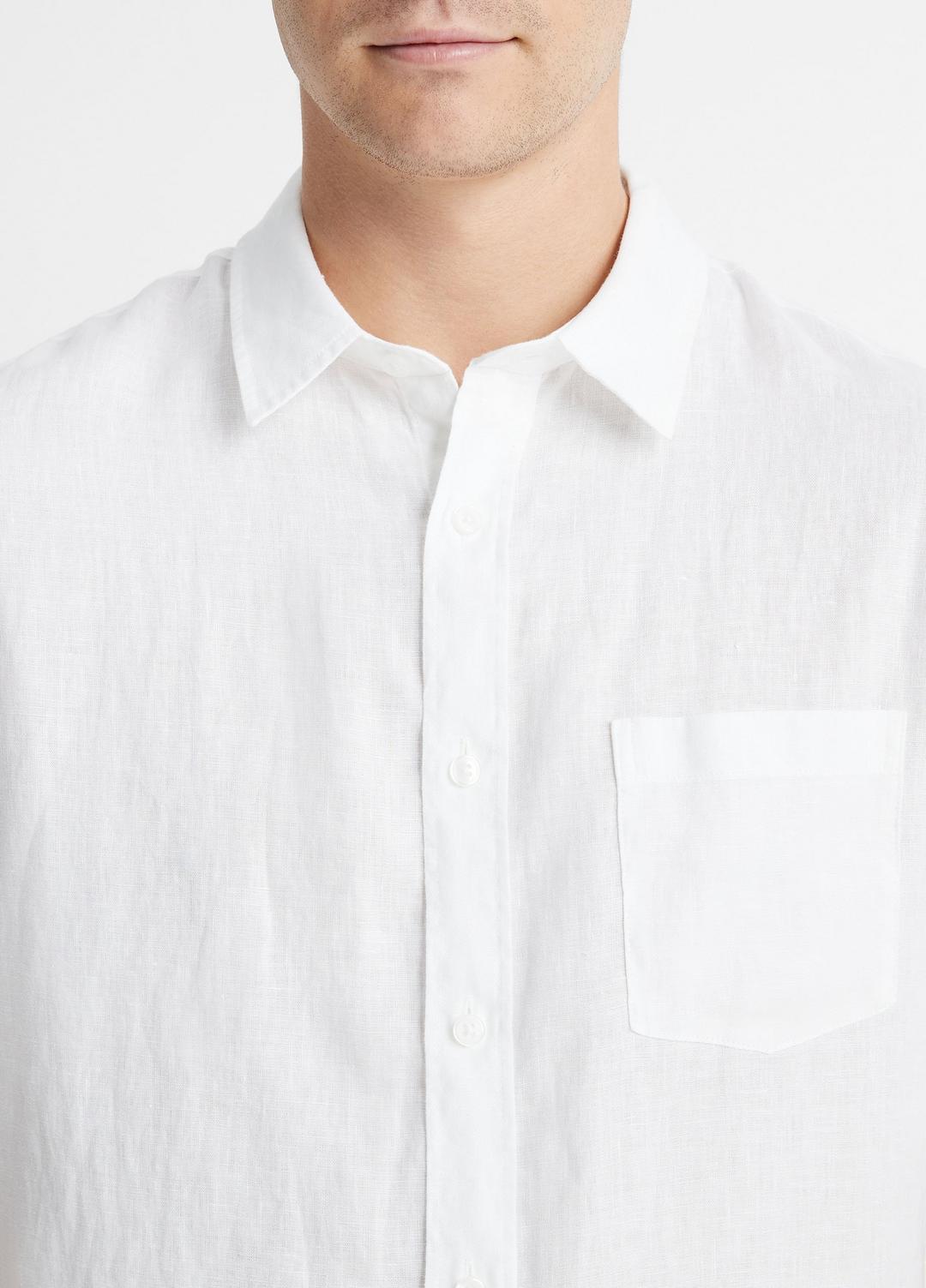 VINCE | Linen Short-Sleeve Shirt in Short Sleeve - OPTIC WHITE