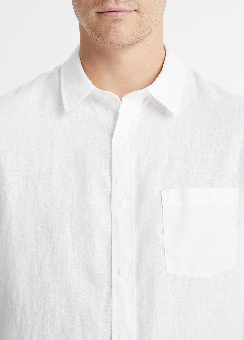 VINCE | Linen Short-Sleeve Shirt in Short Sleeve - OPTIC WHITE