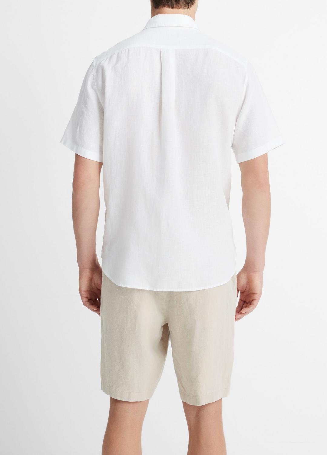 VINCE | Linen Short-Sleeve Shirt in Short Sleeve - OPTIC WHITE