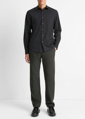 VINCE | Stretch-Cotton Poplin Shirt in Long Sleeve - BLACK