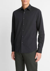 VINCE | Stretch-Cotton Poplin Shirt in Long Sleeve - BLACK