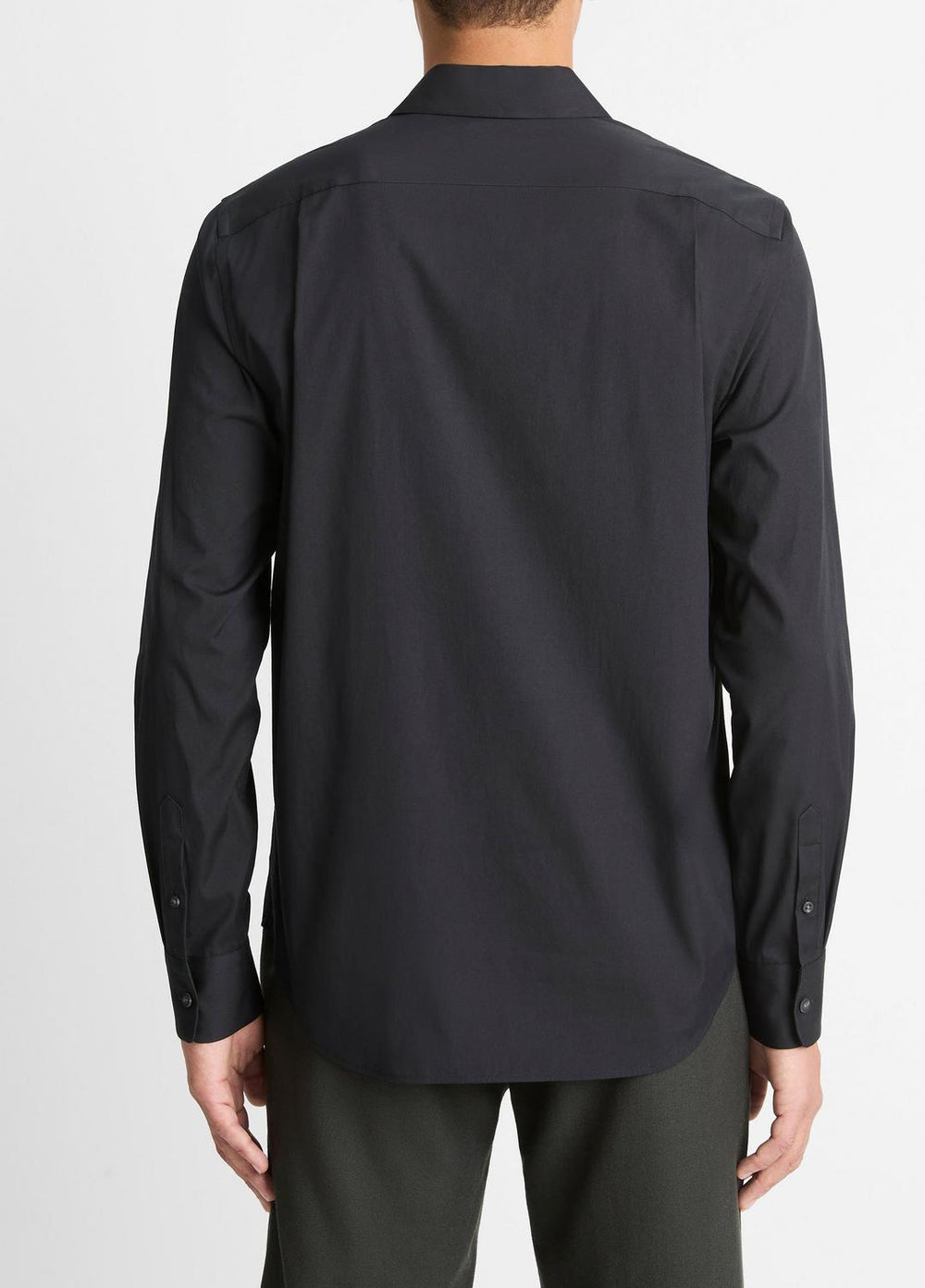 VINCE | Stretch-Cotton Poplin Shirt in Long Sleeve - BLACK