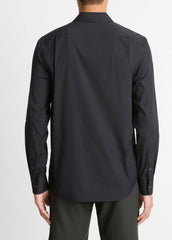 VINCE | Stretch-Cotton Poplin Shirt in Long Sleeve - BLACK