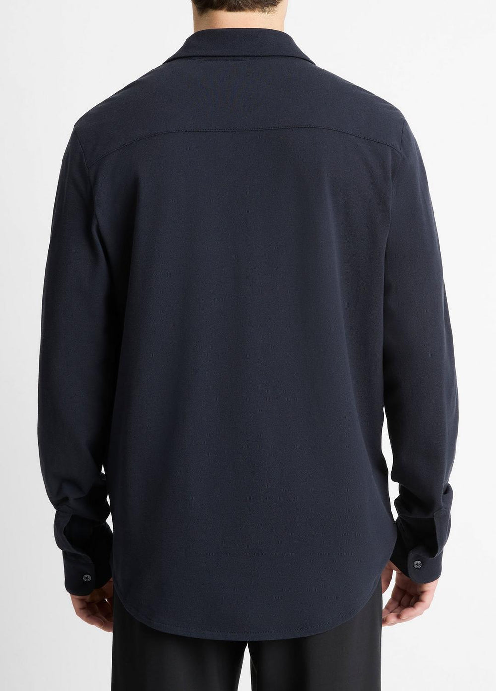 VINCE | Cotton Piqué Button-Front Shirt in Long Sleeve - COASTAL BLUE