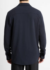 VINCE | Cotton Piqué Button-Front Shirt in Long Sleeve - COASTAL BLUE