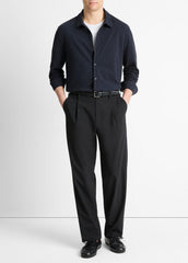 VINCE | Cotton Piqué Button-Front Shirt in Long Sleeve - COASTAL BLUE