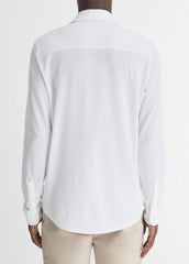 VINCE | Cotton Piqué Button-Front Shirt in Long Sleeve - OPTIC WHITE