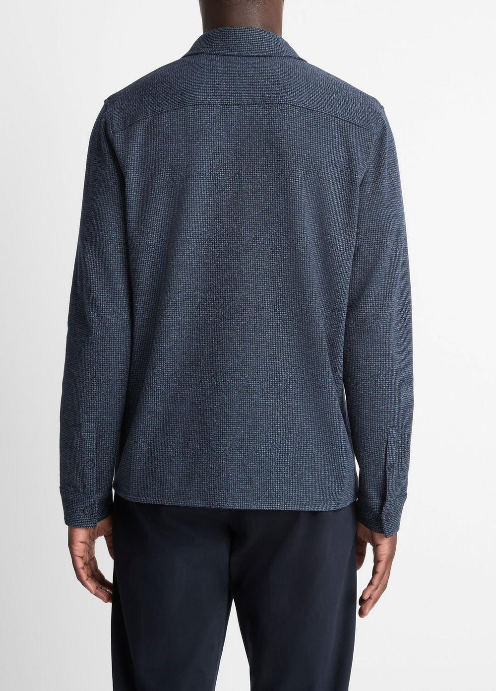 VINCE | Houndstooth Cotton-Blend Button-Front Shirt in Long Sleeve - COASTAL COMBO