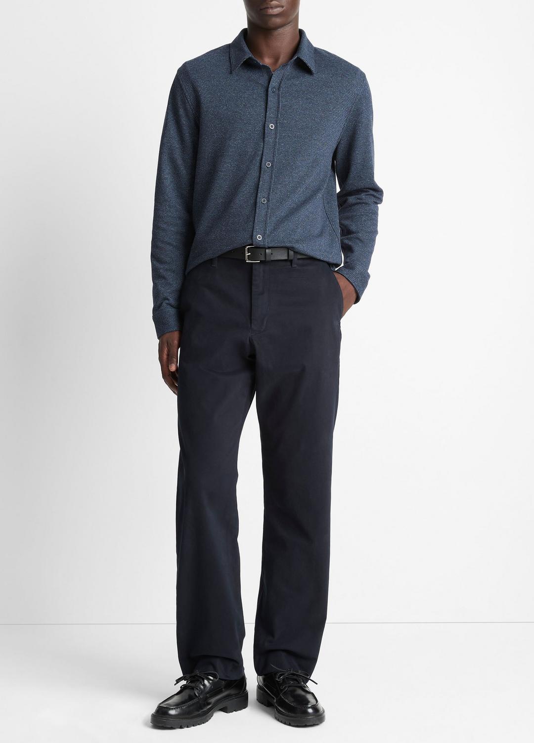 VINCE | Houndstooth Cotton-Blend Button-Front Shirt in Long Sleeve - COASTAL COMBO