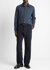 VINCE | Houndstooth Cotton-Blend Button-Front Shirt in Long Sleeve - COASTAL COMBO