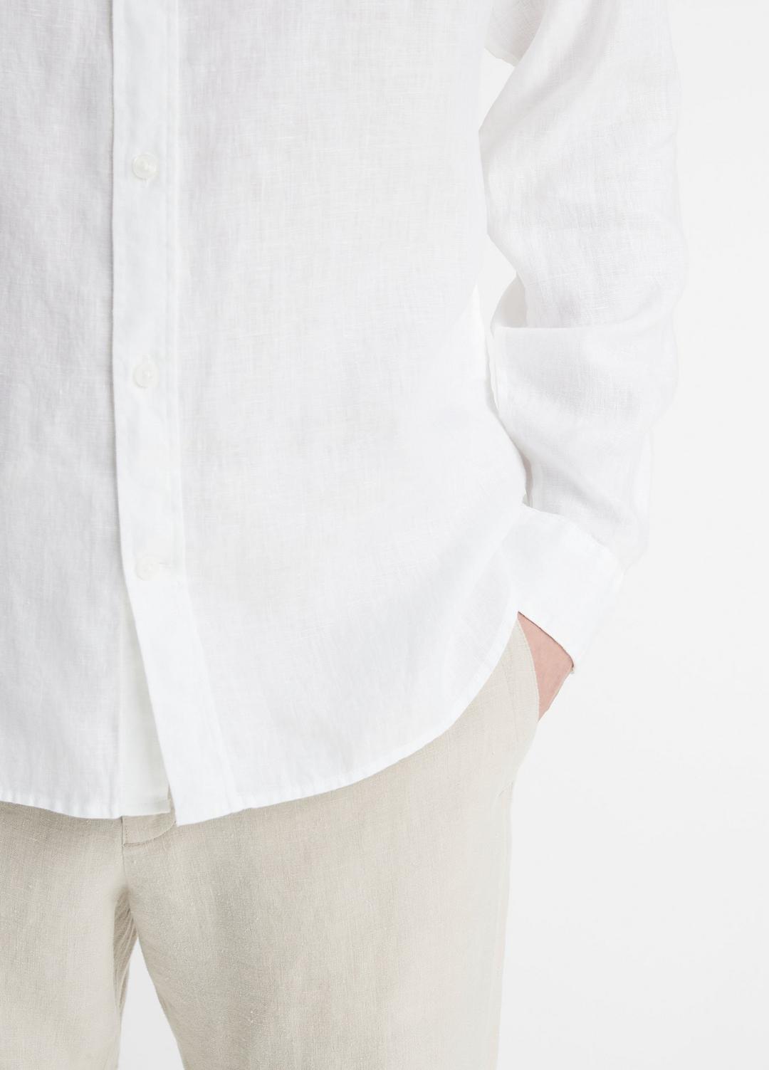 VINCE | Linen Long-Sleeve Shirt in Long Sleeve - OPTIC WHITE