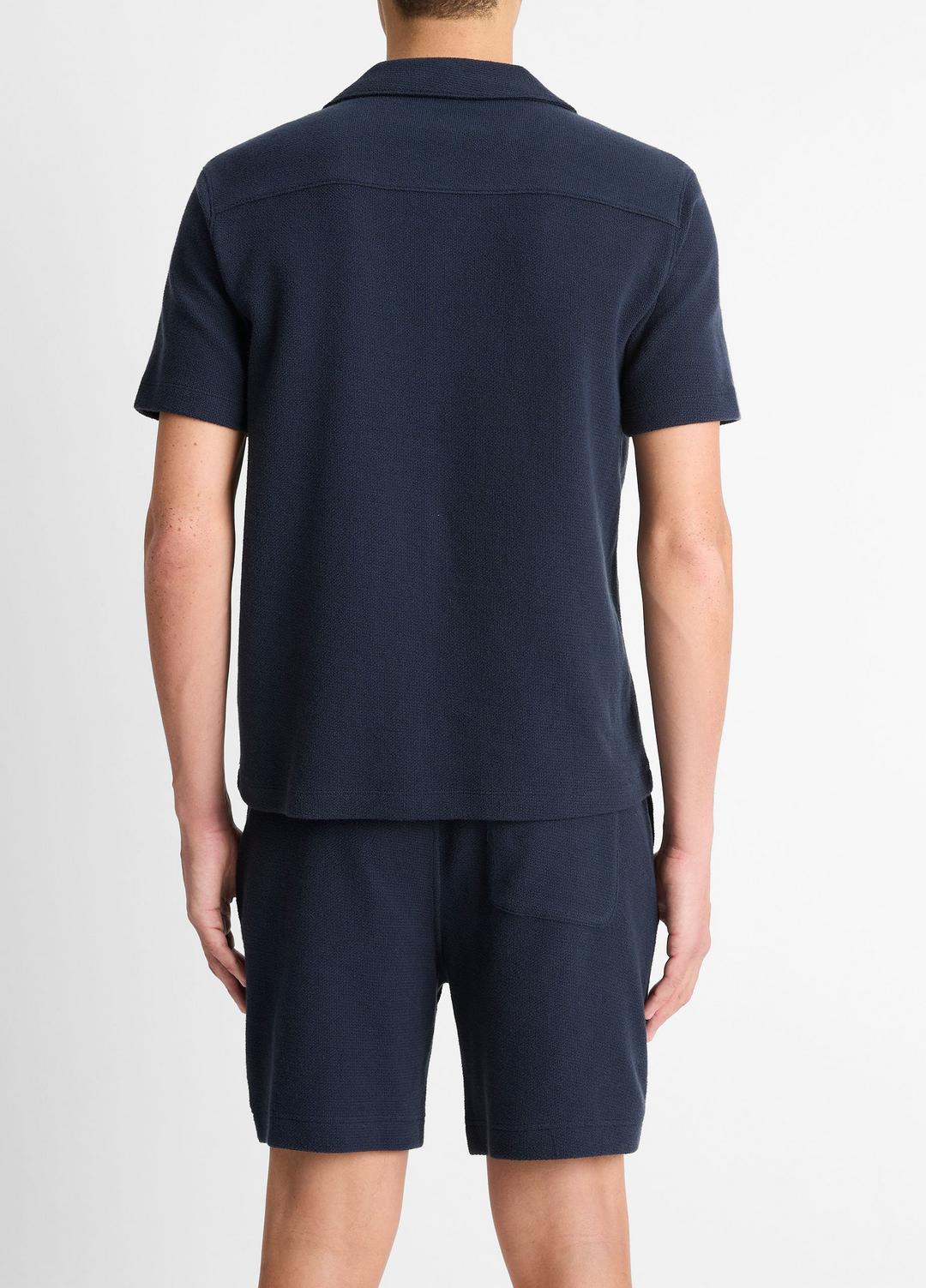 VINCE | Cotton Bouclé Cabana Shirt in Short Sleeve - COASTAL BLUE