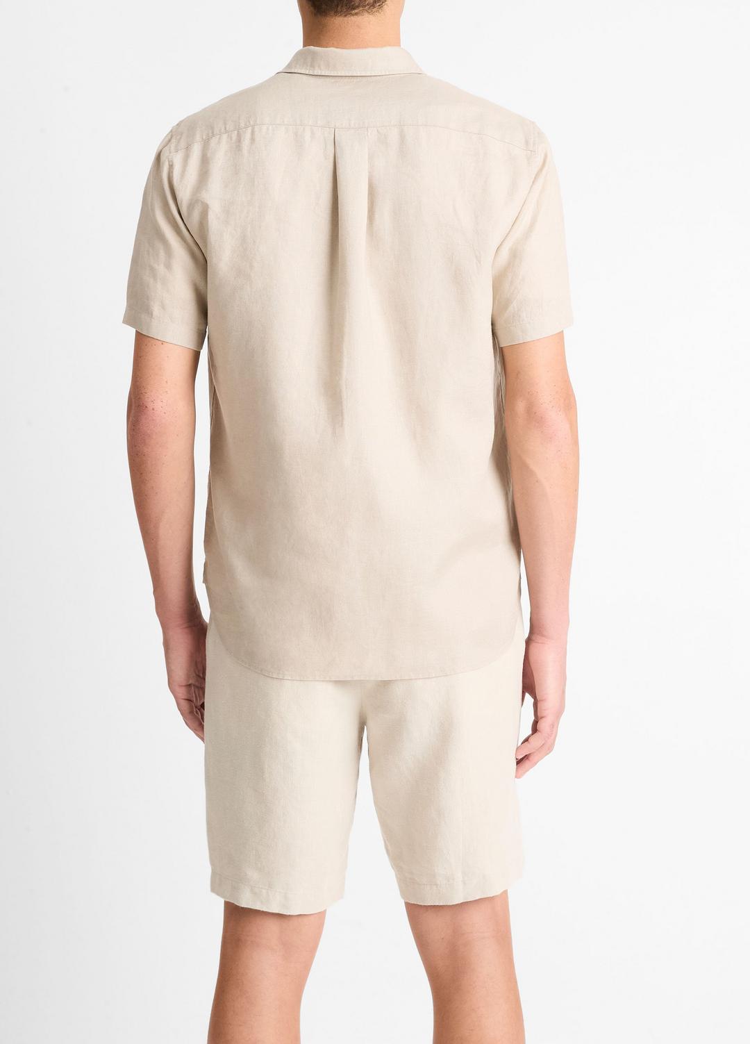 VINCE | Linen Short-Sleeve Shirt in Short Sleeve - PUMICE ROCK