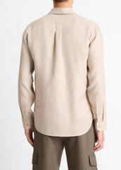 VINCE | Linen Long-Sleeve Shirt in Long Sleeve - PUMICE ROCK