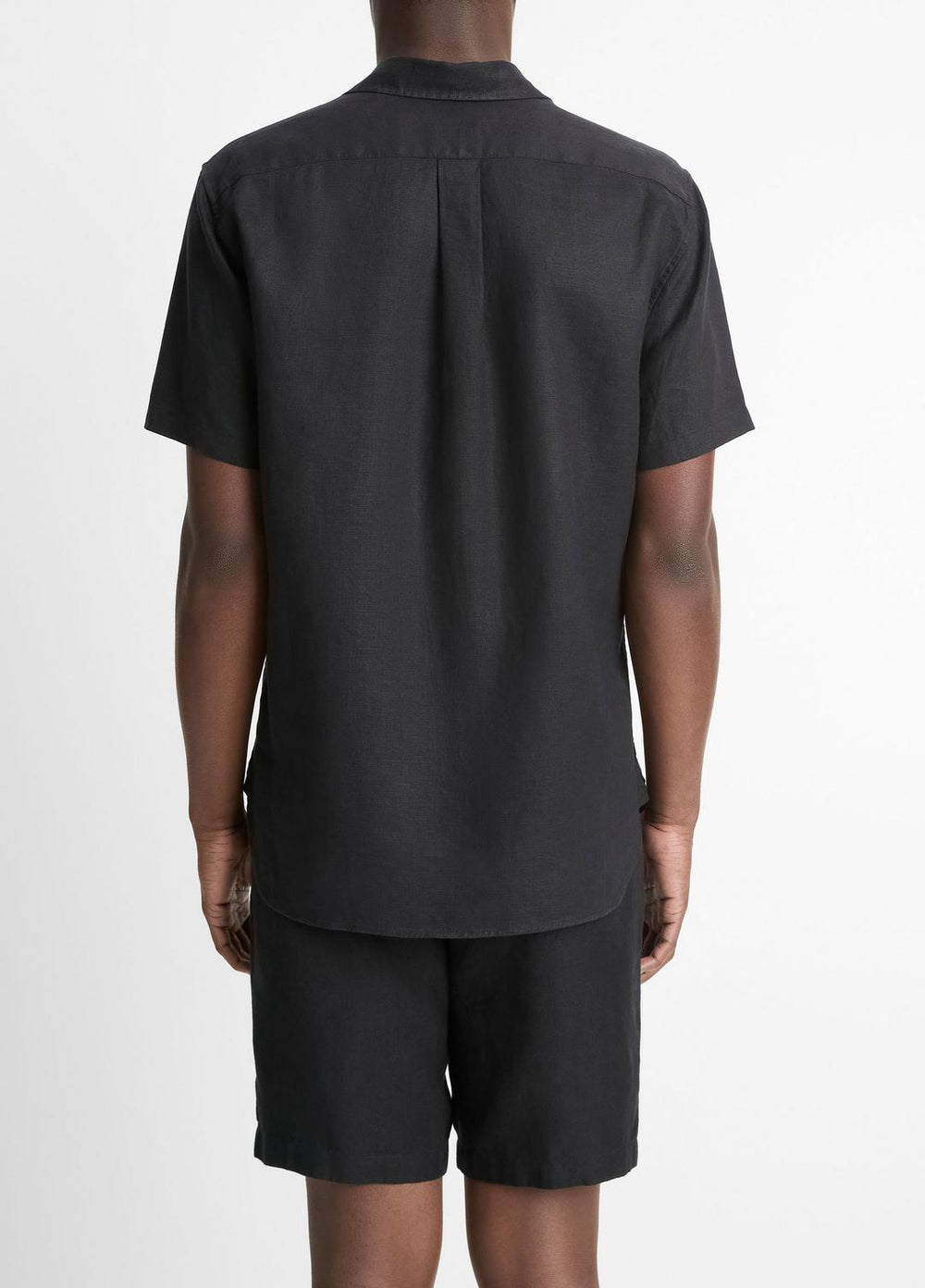 VINCE | Linen Short-Sleeve Shirt in Short Sleeve - BLACK