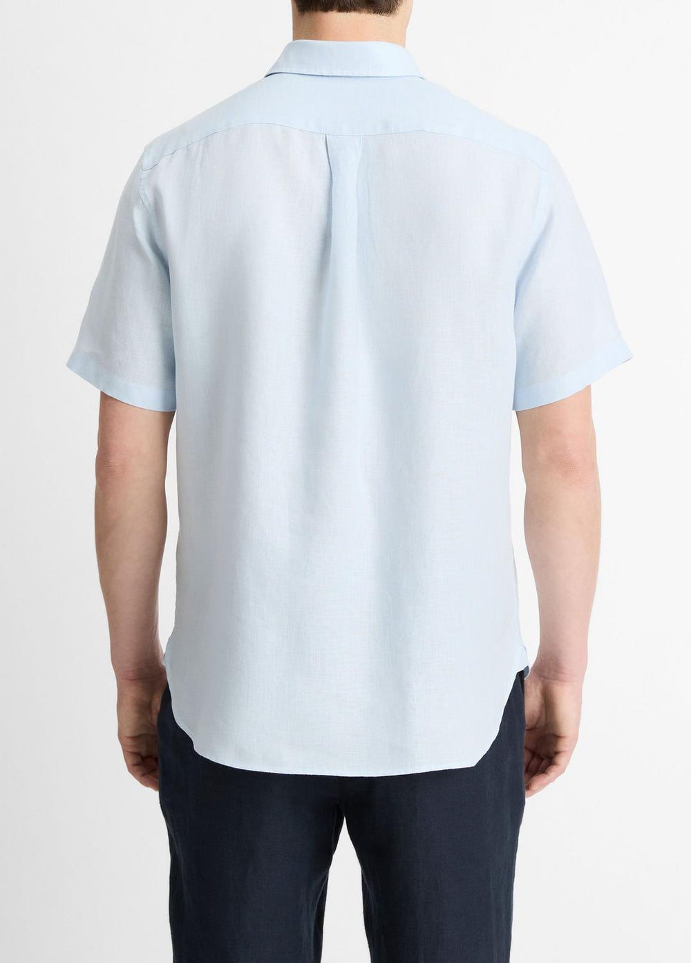 VINCE | Linen Short-Sleeve Shirt in Short Sleeve - GLACIER