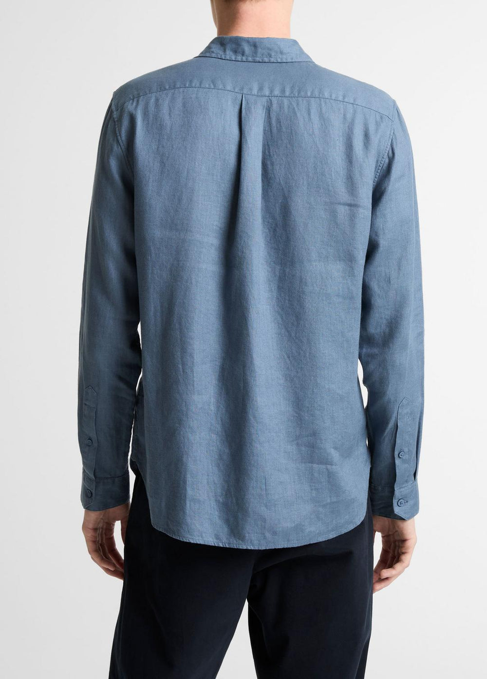 VINCE | Linen Long-Sleeve Shirt in Long Sleeve - UNIFORM BLUE