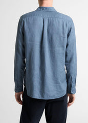 VINCE | Linen Long-Sleeve Shirt in Long Sleeve - UNIFORM BLUE