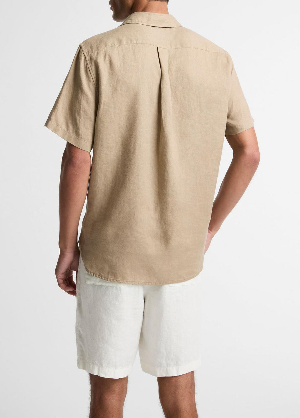 VINCE | Linen Short-Sleeve Shirt in Long Sleeve - TEAK