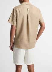 VINCE | Linen Short-Sleeve Shirt in Long Sleeve - TEAK