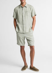 VINCE | Linen Short-Sleeve Shirt in Long Sleeve - MATCHA