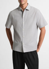 VINCE | Cotton Short-Sleeve Button-Front Shirt  in Short Sleeve - JET