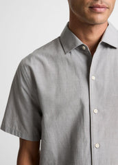 VINCE | Cotton Short-Sleeve Button-Front Shirt  in Short Sleeve - JET