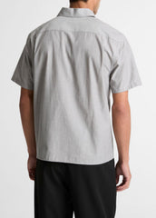 VINCE | Cotton Short-Sleeve Button-Front Shirt  in Short Sleeve - JET