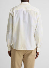 VINCE | Striped Cotton-Blend Poplin Button-Front Shirt in Long Sleeve - WHITE/PALE YELLOW