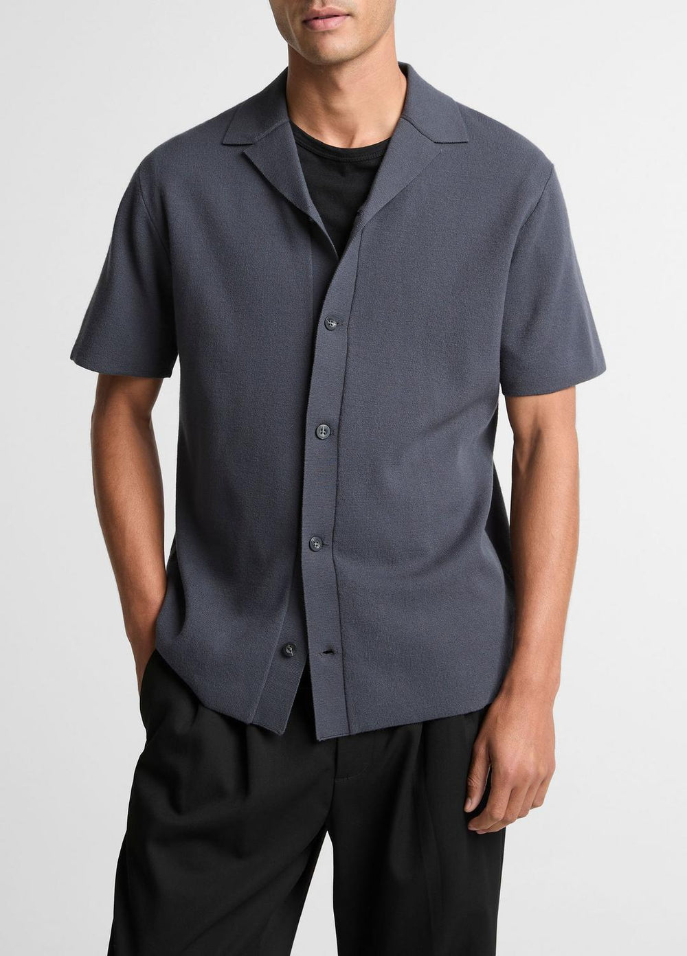 VINCE | Merino Wool Cabana Shirt  in Short Sleeve - STUDIO