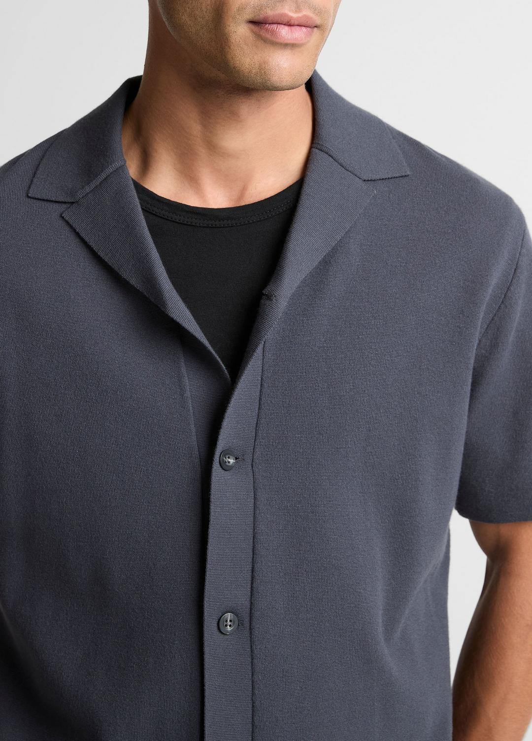 VINCE | Merino Wool Cabana Shirt  in Short Sleeve - STUDIO