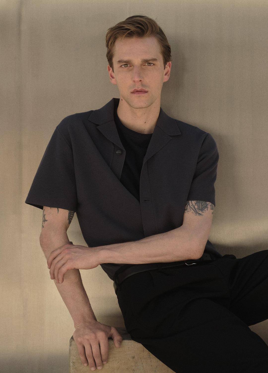 VINCE | Merino Wool Cabana Shirt  in Short Sleeve - STUDIO