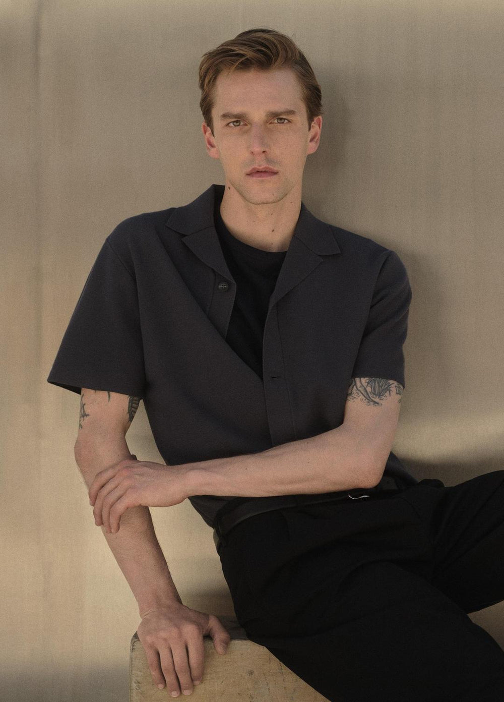 VINCE | Merino Wool Cabana Shirt  in Short Sleeve - STUDIO