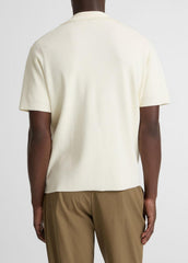 VINCE | Merino Wool Cabana Shirt  in Short Sleeve - CLASSIC CREAM